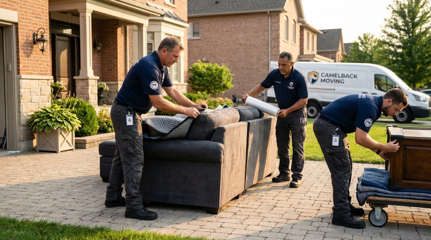 Large estate moving crew wrapping furniture in Biscoe, NC